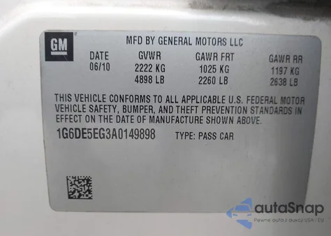 2010 Cadillac Cts Luxury z USA, uszkodzony, nr VIN 1G6DE5EG3A0149898